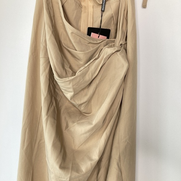 PrettyLittleThing Stone Strappy Cut Out Knotted Skirt Midaxi Dress Size 2 - Picture 5 of 15